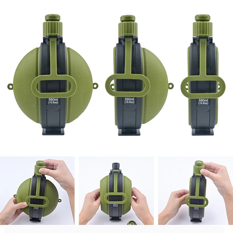 Foldable Silicone Water Bottle with Compass