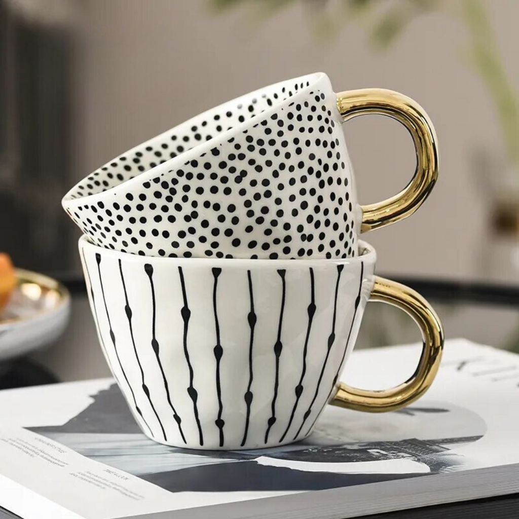 GeoMug Designer Bags & Cups | Stylish Ceramics | Modern Geometric Patterns