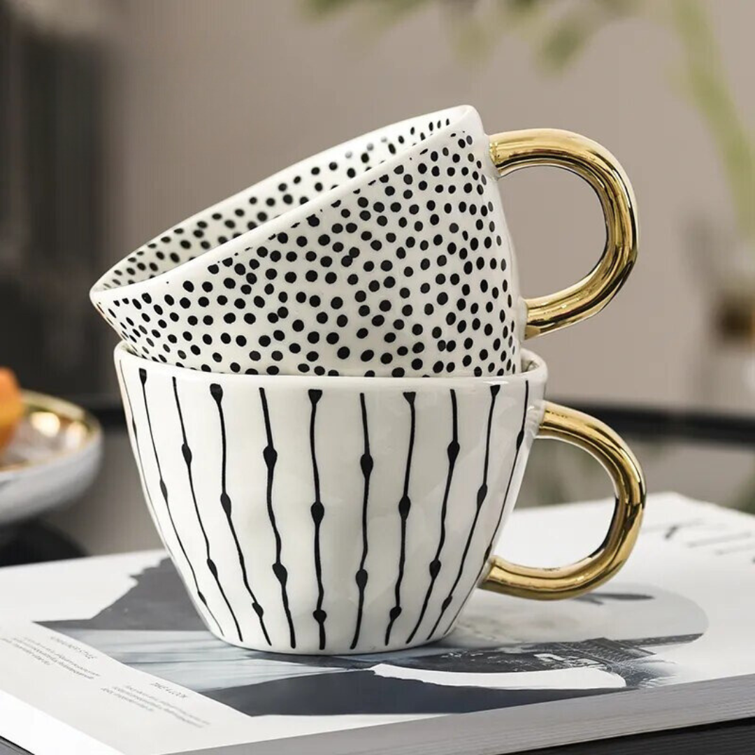 GeoMug Designer Bags & Cups | Stylish Ceramics | Modern Geometric Patterns