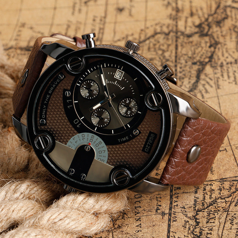 Men's Fashion Large Dial Style Steel Band Watch
