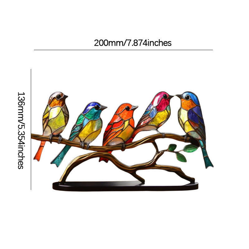 Bird on Branch Metal Painted Desktop Ornament