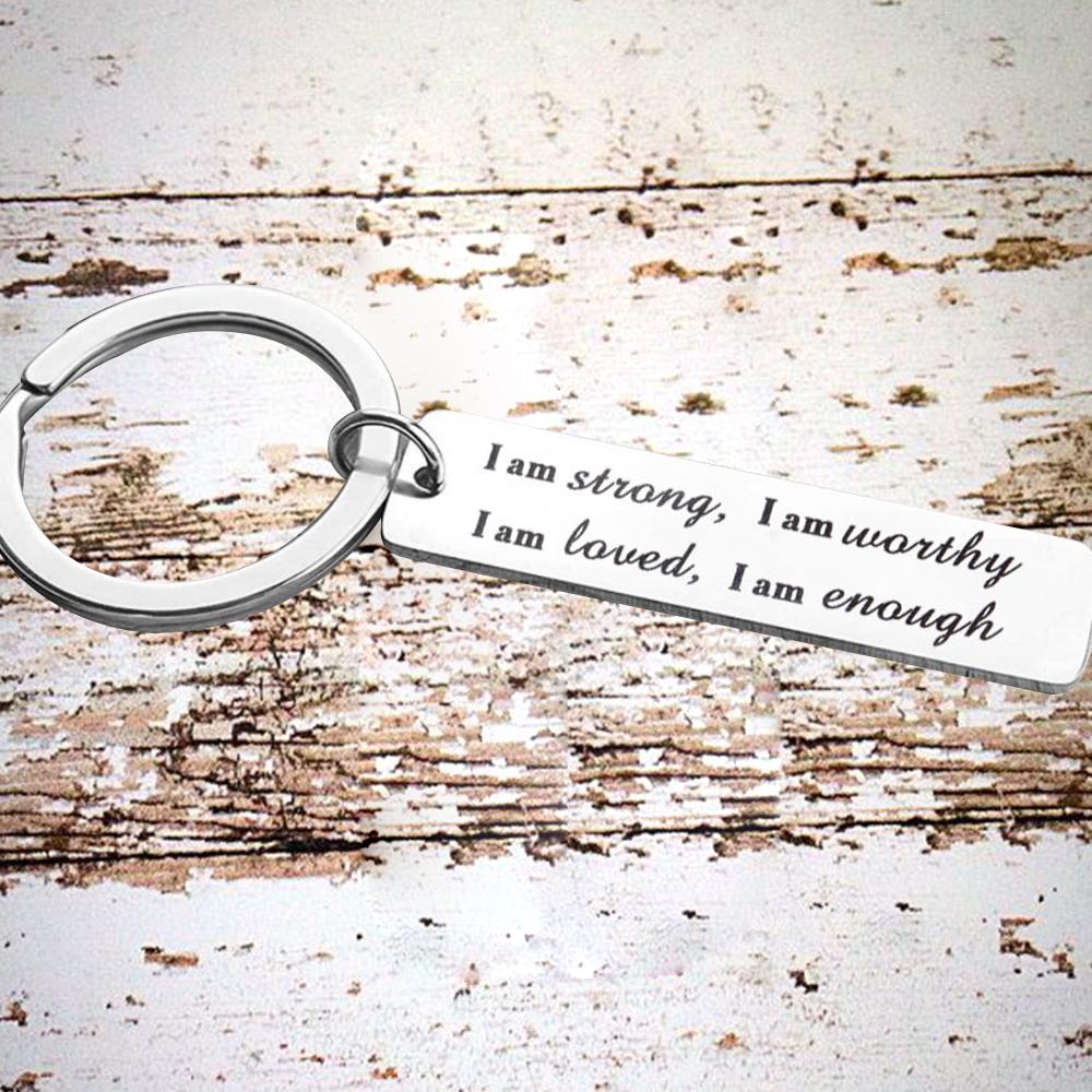 Stainless Steel "I am strong" Keychain