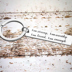 Stainless Steel "I am strong" Keychain