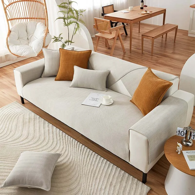 Wavy Check Chenille Fabric Furniture Protector Sofa Cover