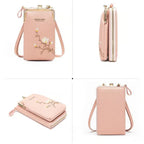 Embroidered women's crossbody wallet