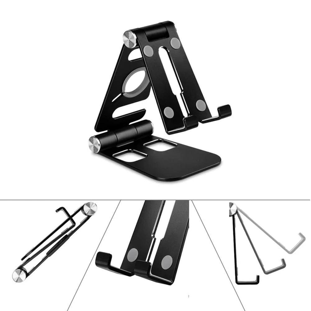 Multipurpose foldable smartphone holder made of aluminum alloy