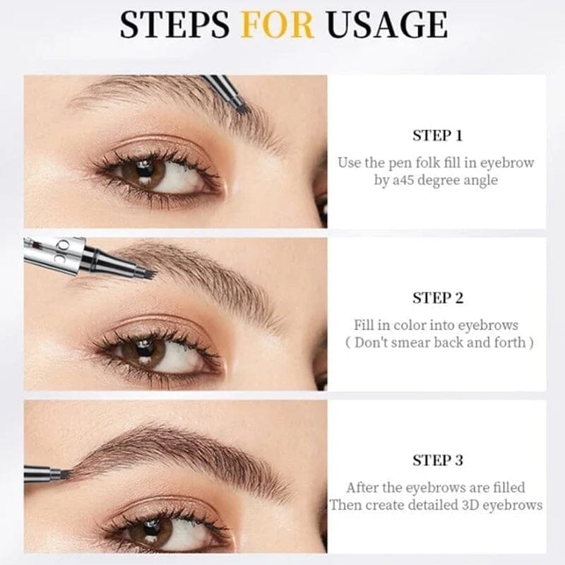 Waterproof 3D Microblading Eyebrow Pencil with 4 Fork Tips