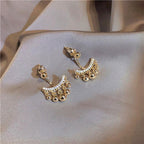 Geometric Meniscus Earrings made of Rhinestones and Pearls