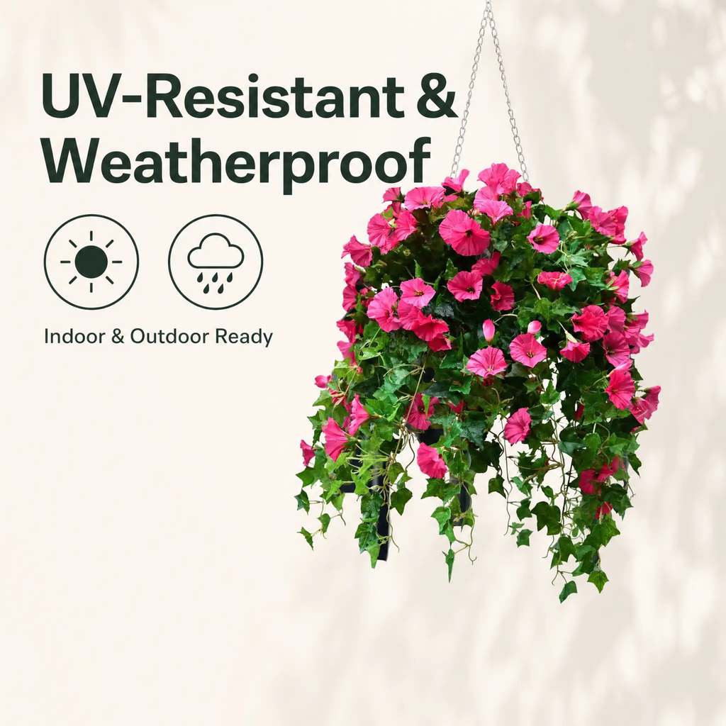 Realistic, UV-resistant artificial morning glory - Buy one, get one!