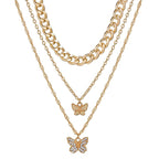Stacked Butterfly Pendant Necklace