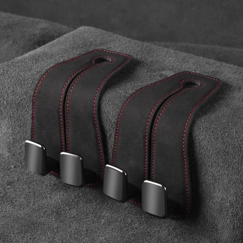 Car Seat Back Double Hook with Phone Holder – PU Leather Organizer