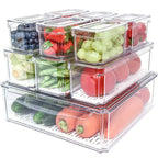 Stackable Fridge Organiser Set – 10 Clear Storage Boxes for Freshness & Kitchen Order