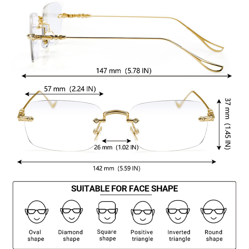 Men's and women's rimless glasses with anti-blue light for presbyopia