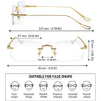 Men's and women's rimless glasses with anti-blue light for presbyopia