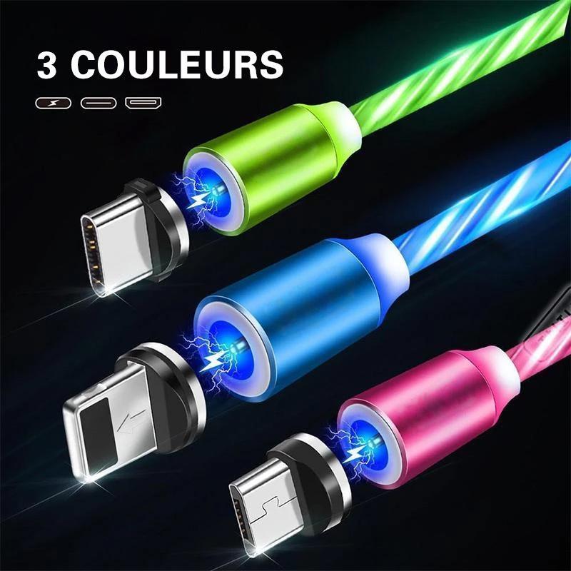 Magnetic USB charging cable with LED