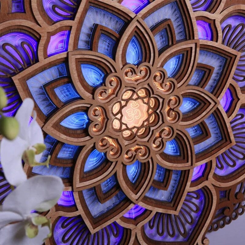 Handcrafted Mandala Wall Light made of Wood