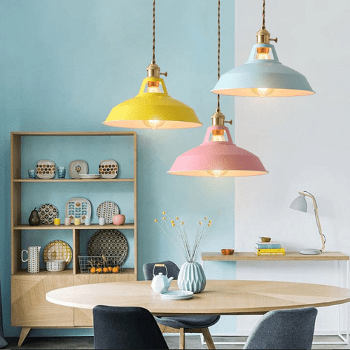 Vintage pastel pendant lamp - Metallic elegance - Soft ambiance