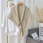 Triangular Knit Scarf with Leather Loop