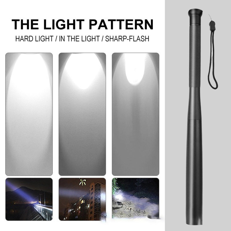 Baseball Bat Shaped LED Flashlight | Aluminum Alloy, 3 Lighting Modes | Emergency & Utility Use