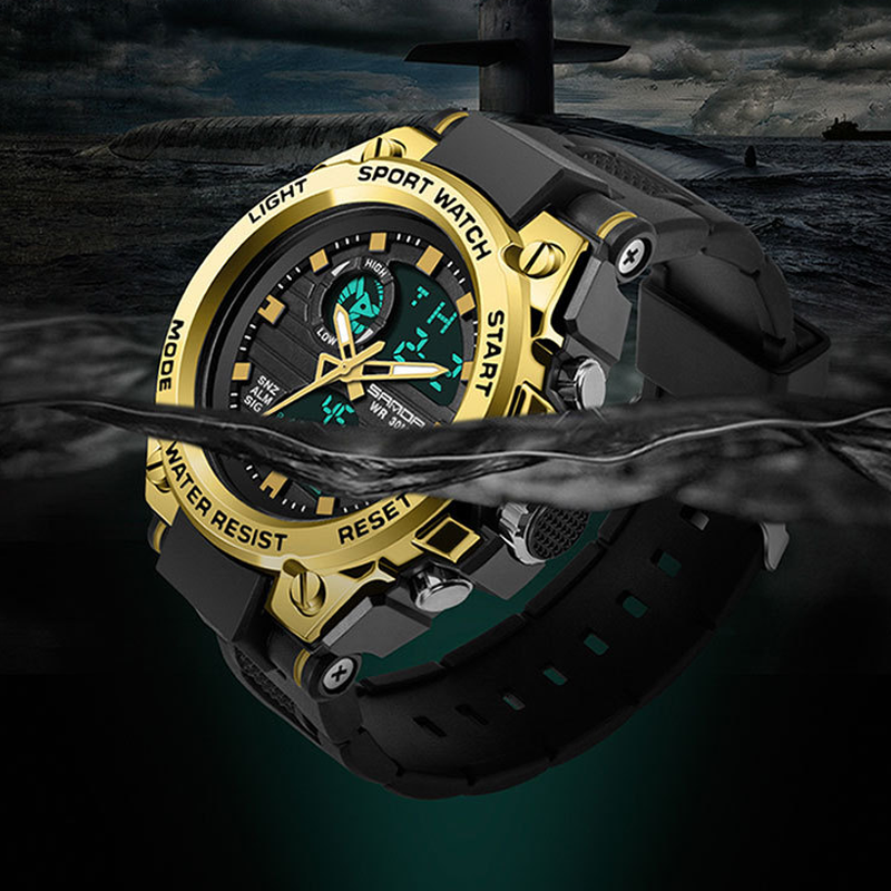 Men's Double Display Waterproof Luminous Watch