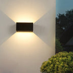 Modern waterproof rectangular LED wall light for outdoor use with up and down lighting