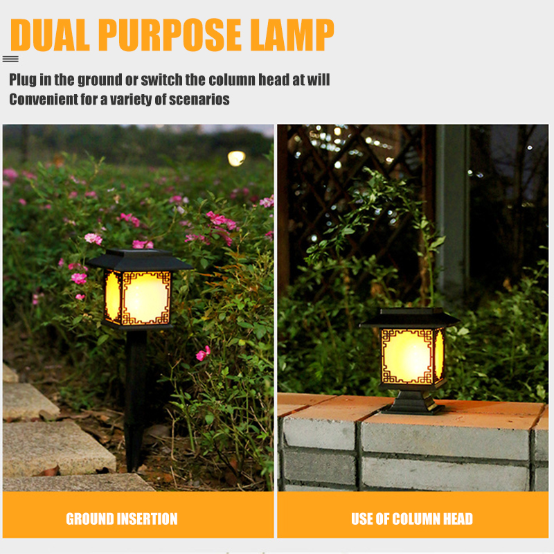 Solar LED Garden Lamp – Large Square Lamp with Warm Light and Dual Use