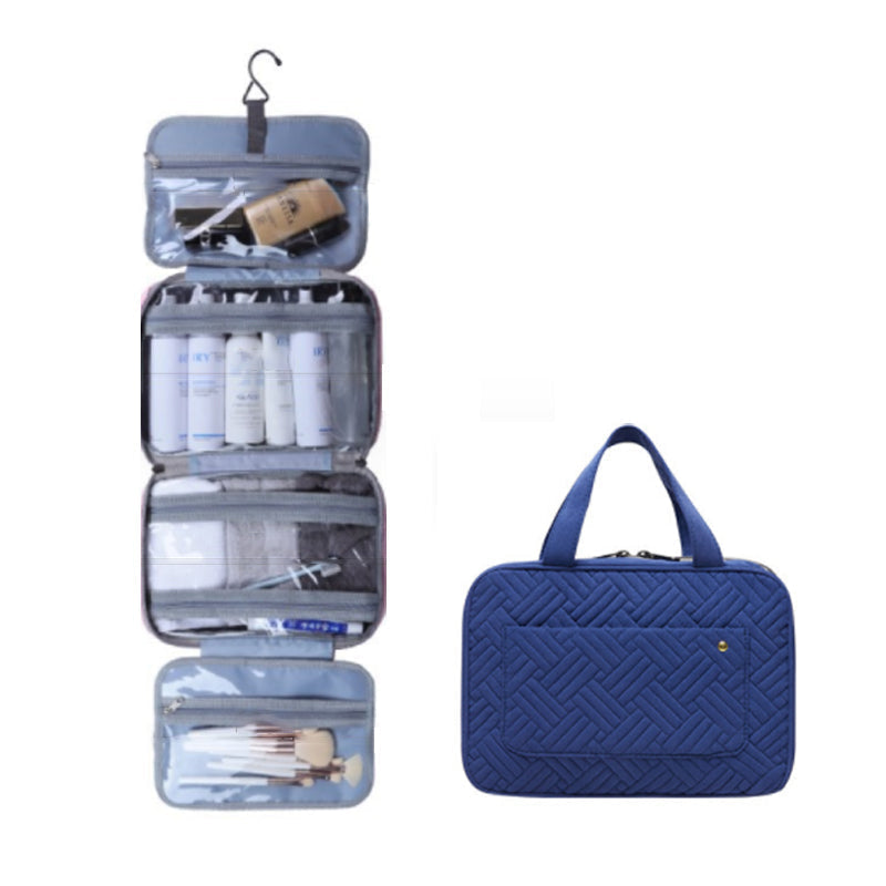 Travelique Travel Cosmetic Organizer | Compact & Water-Repellent | With 4 Compartments & 360° Hook | For Women & Men
