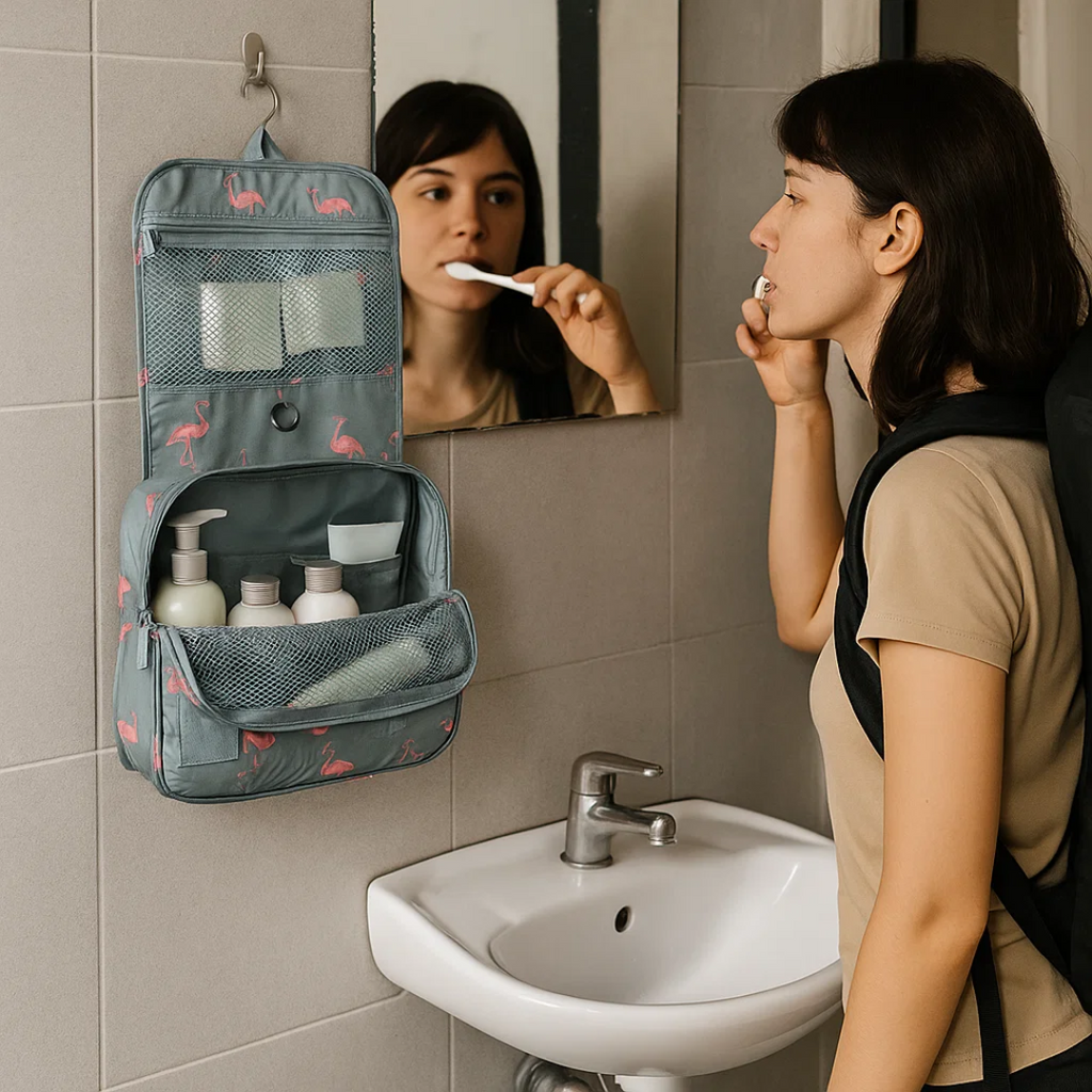 TravelEase – Water-Resistant Travel Toiletry Bag with Hanging Hook
