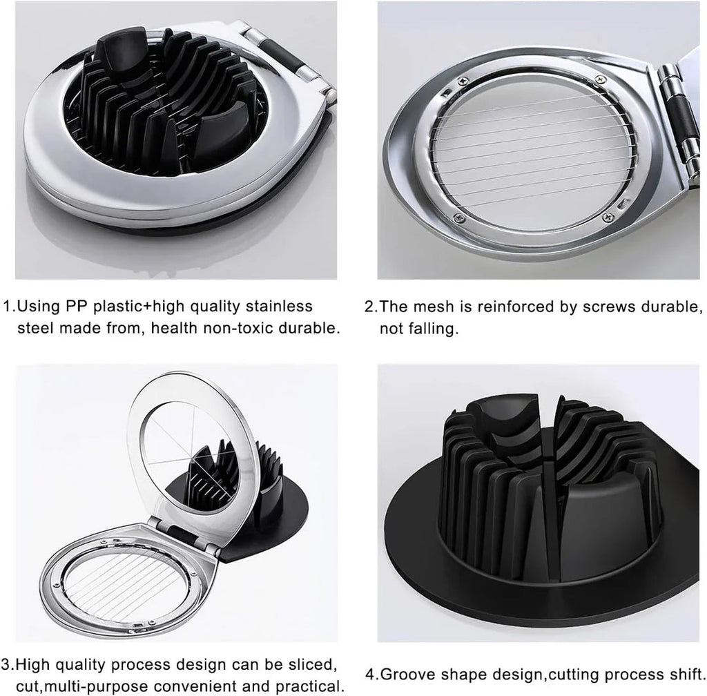 Stainless Steel Egg Slicer – 3-in-1 Cutting Options for Effortless Preparation!
