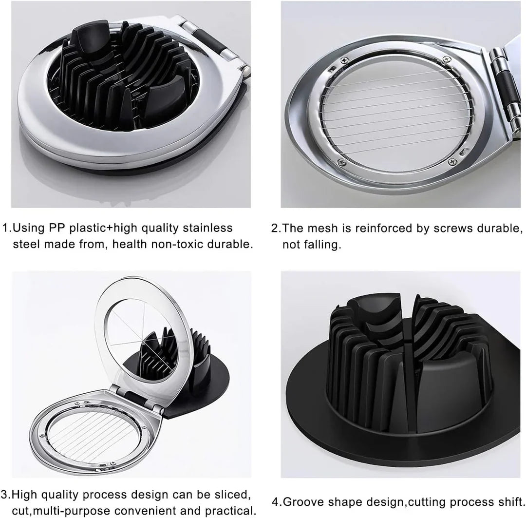 Stainless Steel Egg Slicer – 3-in-1 Cutting Options for Effortless Preparation!