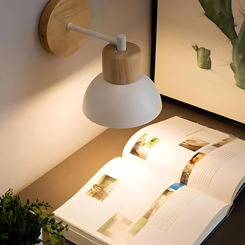 Stylish wall lamp made of wood for a harmonious home