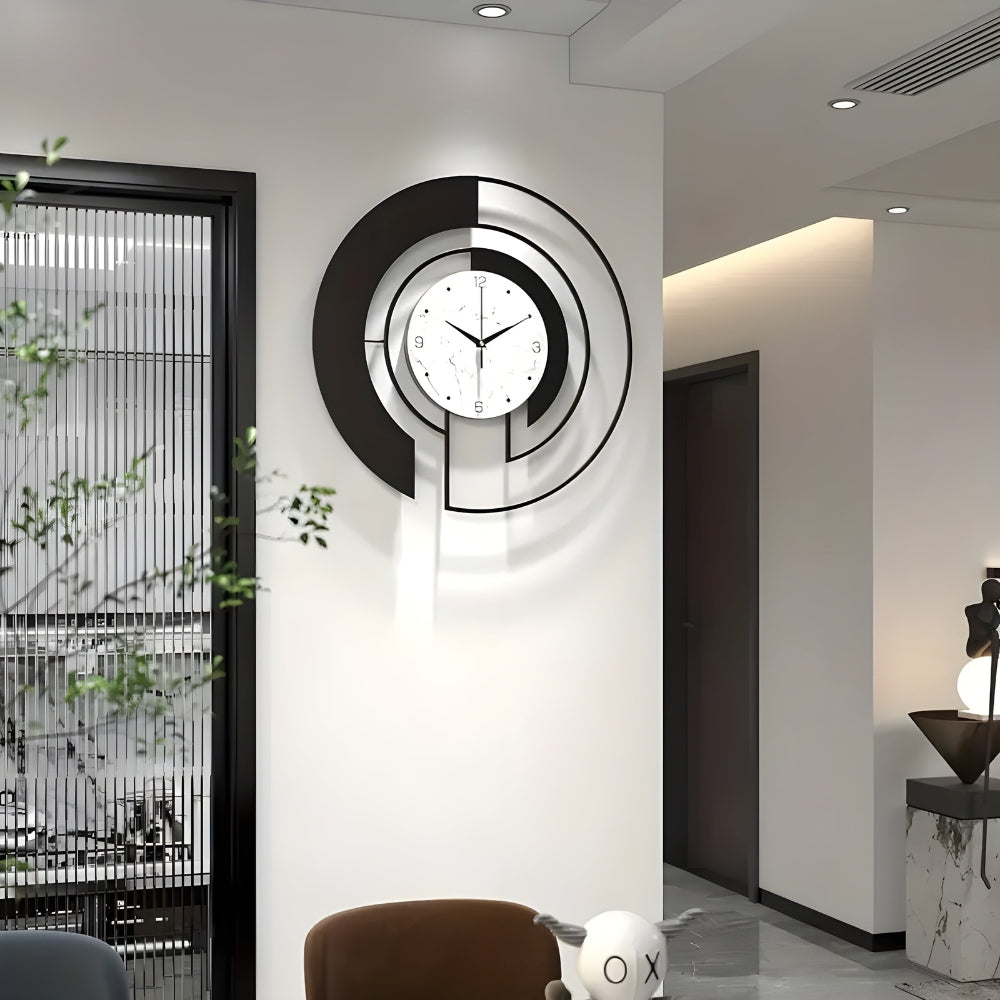 Quiet geometric wall clock with peaceful run for tranquil spaces