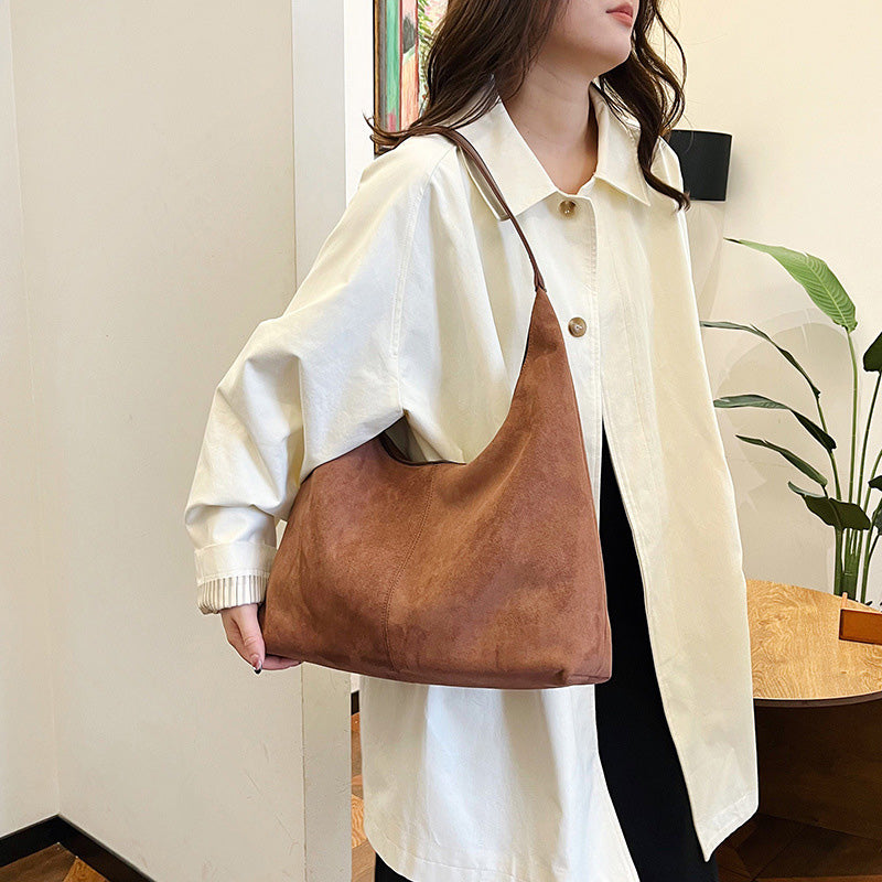 Suede messenger bag with large capacity