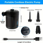 Rechargeable Wireless Mini Electric Air Pump - Lightweight USB Pump for Outdoor Use, Inflates Air Mattresses and More