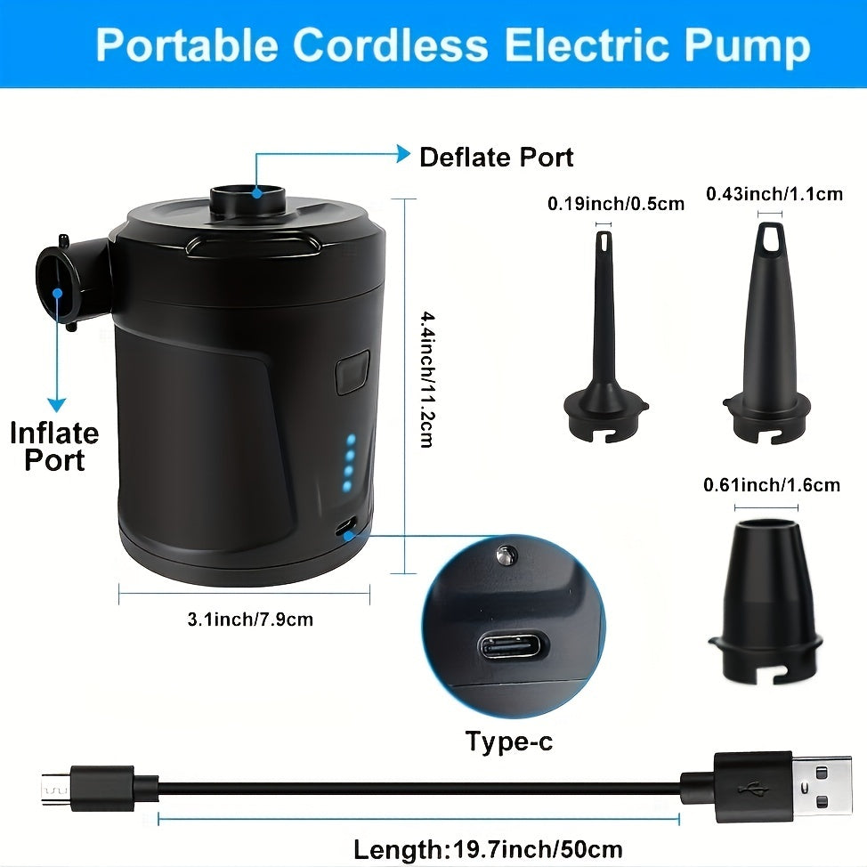 Electric Air Pump AirTrek Mini | USB Rechargeable & Cordless | Compact & Sturdy | For Air Mattresses & Outdoor