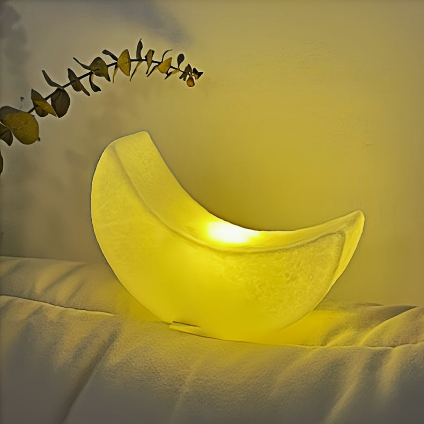 Half Moon Night Lamp in Art Deco Style – Battery Powered with Switch