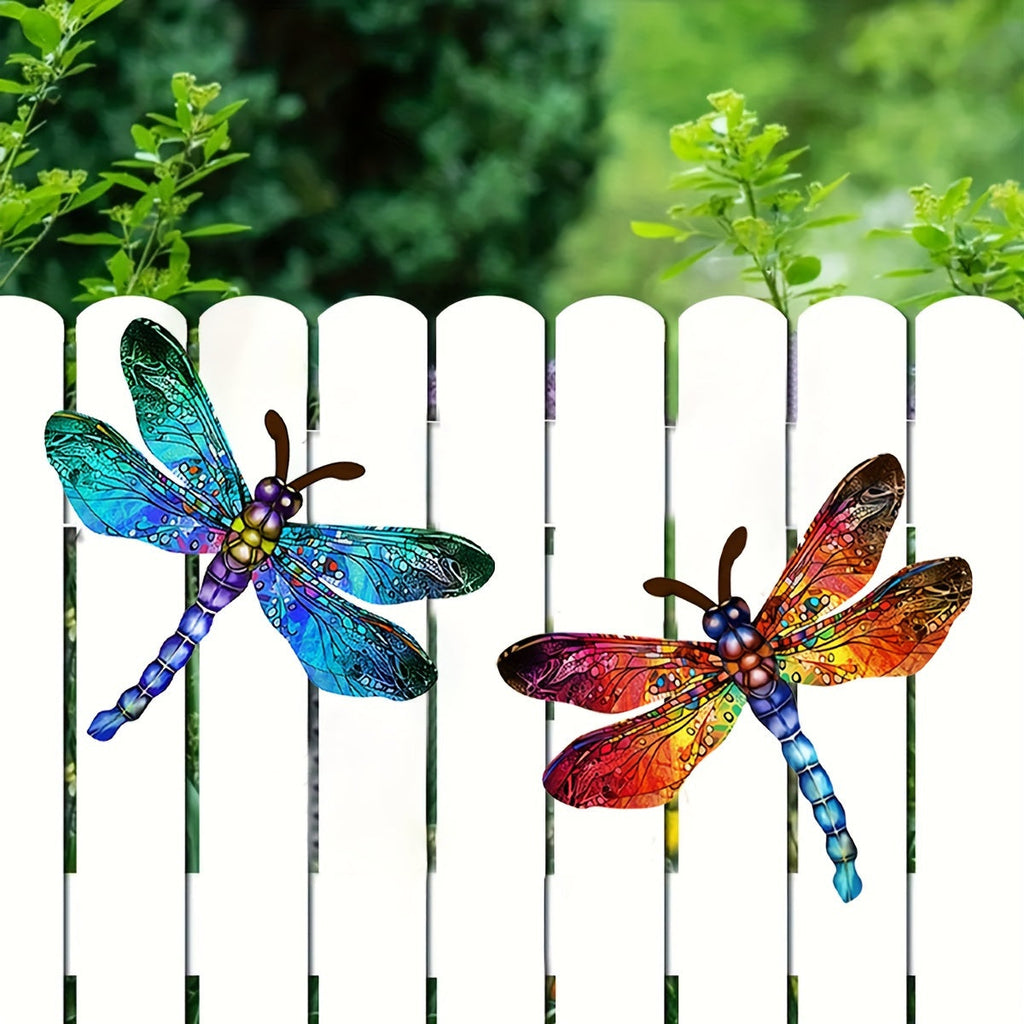 1/2 piece vibrant dragonfly wall art made of metal – artistic outdoor decoration for gardens, homes, and events – durable, versatile, and eye-catching – a perfect gift idea for any occasion