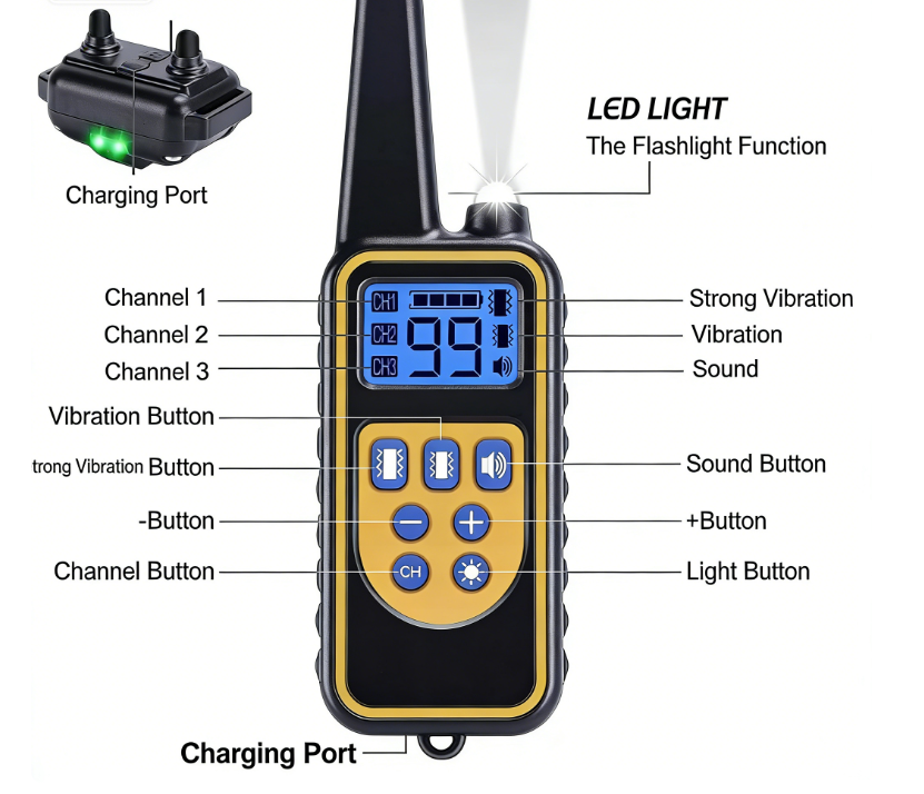 800M Rechargeable Electric Dog Training Collar | Waterproof, Remote Control & Ideal for Effective Dog Training