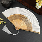 Hand fan made of bamboo silk