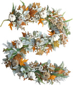 Halloween Autumn Wreath – Handmade Door Wreath with Pumpkins and Eucalyptus