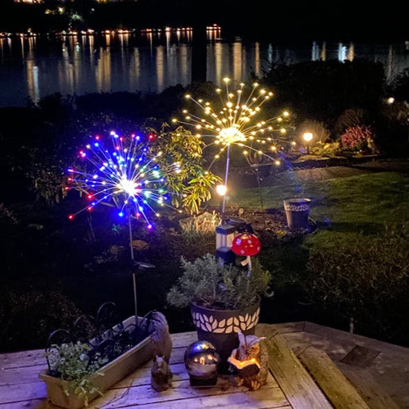 4 Piece Solar Firework Garden Lights - Weatherproof LED Decorative Lighting, Solar Energy for Garden and Patio