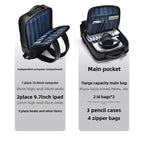 Elegant leather rucksack for men/women with USB port for laptop and everyday use, 15.6 inch, black