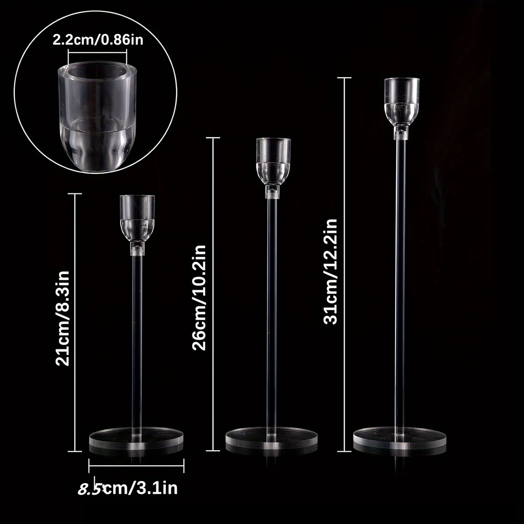 LumenAcry Acrylic Candle Holder Set (3-piece)
