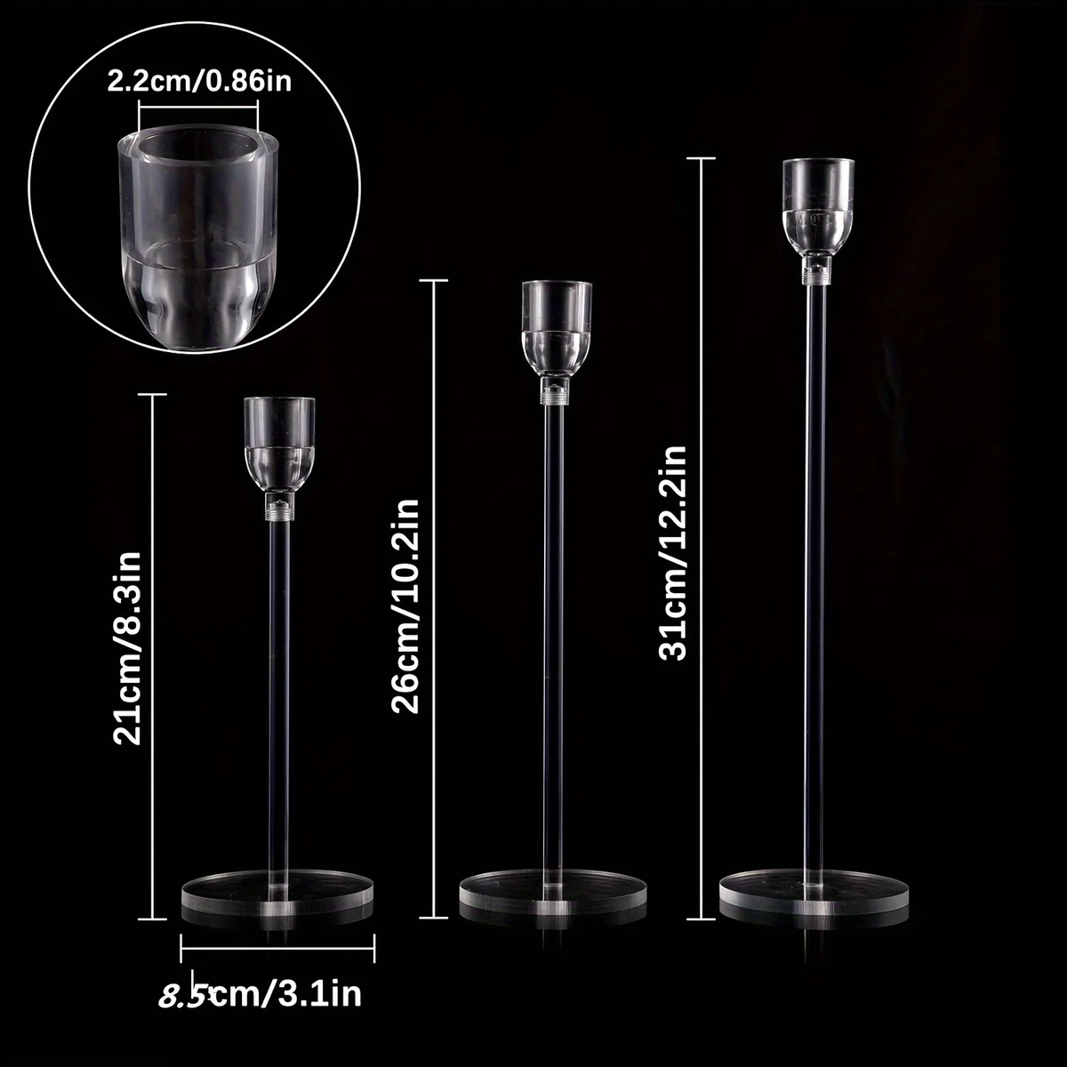 LumenAcry Acrylic Candle Holder Set (3-piece)