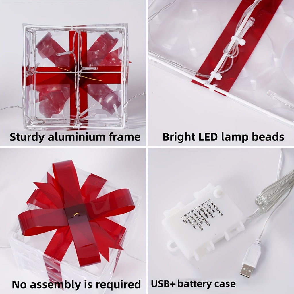 Lighted Christmas Gift Box Set of 3 with Warm White LEDs for Indoor and Outdoor Decor