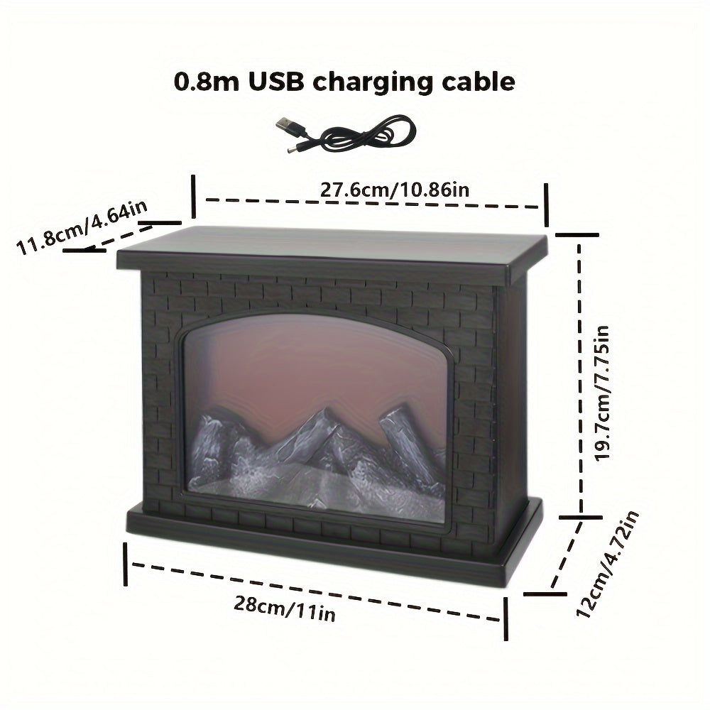 Cozy rectangular fireplace lantern stove lamp - Realistic simulation flame lights
