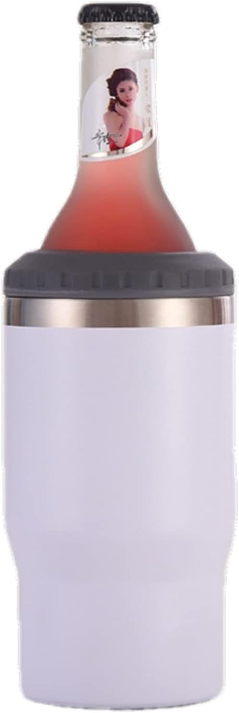 4 in 1 stainless steel can/bottle insulator, 14Oz two-way lid SUS insulated can cooler, beer bottle holder (Black)