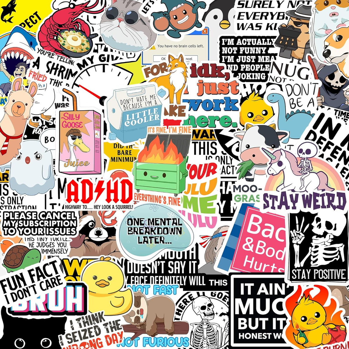 Set of 130 Funny Quote Stickers