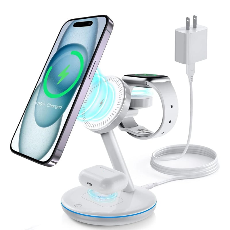 Folding magnetic 3-in-1 wireless charger
