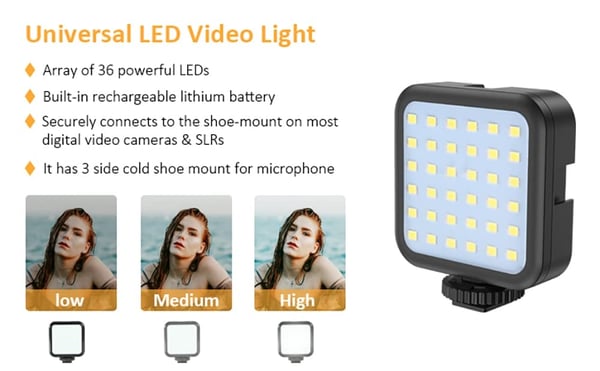 Professional Video Microphone Set with Tripod and LED Video Light